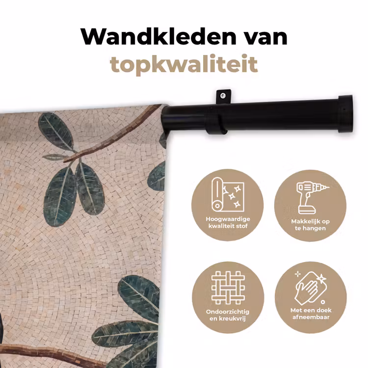 Vogel - Mozaïek - Tropisch - Natuur - Kleurrijk Wandkleed katoen klein -sfeer2