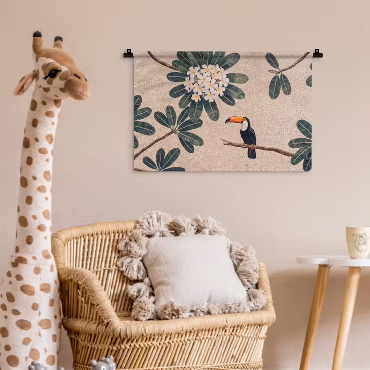 Vogel - Mozaïek - Tropisch - Natuur - Kleurrijk Wandkleed katoen klein -wsfeer5_kind