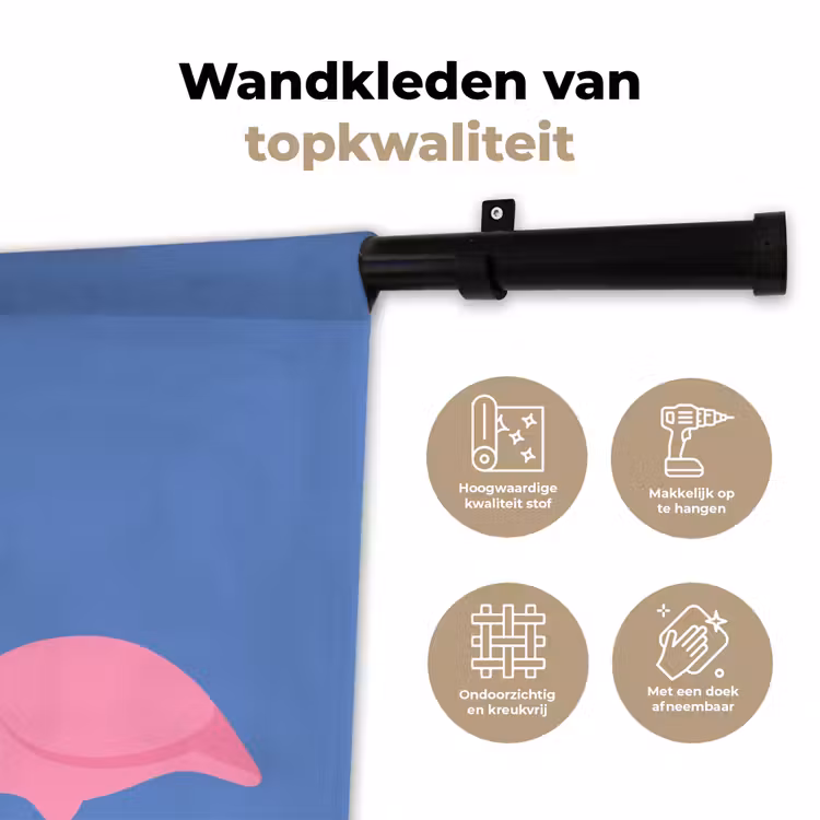 Vogel - Paar - Dieren - Modern - Roze Wandkleed katoen klein -sfeer2