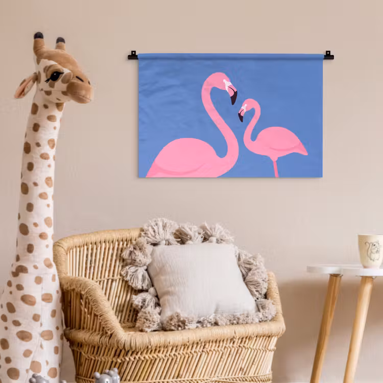 Vogel - Paar - Dieren - Modern - Roze Wandkleed katoen klein -wsfeer5_kind