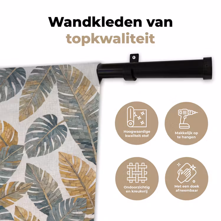 Vogel - Tak - Natuur - Mozaïek - Blauw Wandkleed katoen klein -sfeer2