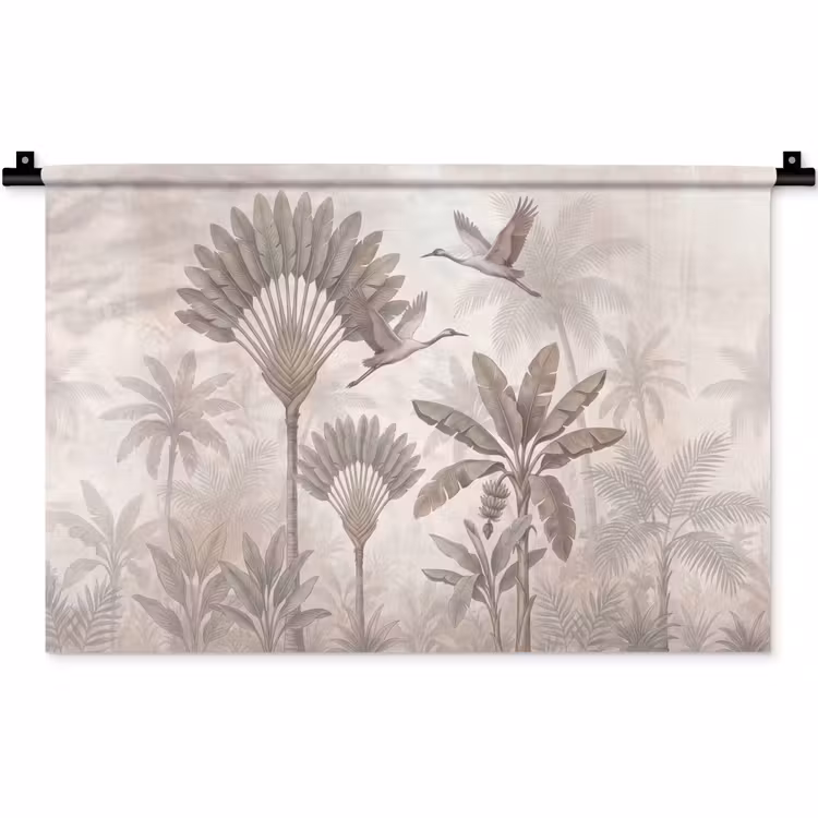 Vogel - Tropisch - Jungle - Natuur - Beige Wandkleed katoen klein -zz3d