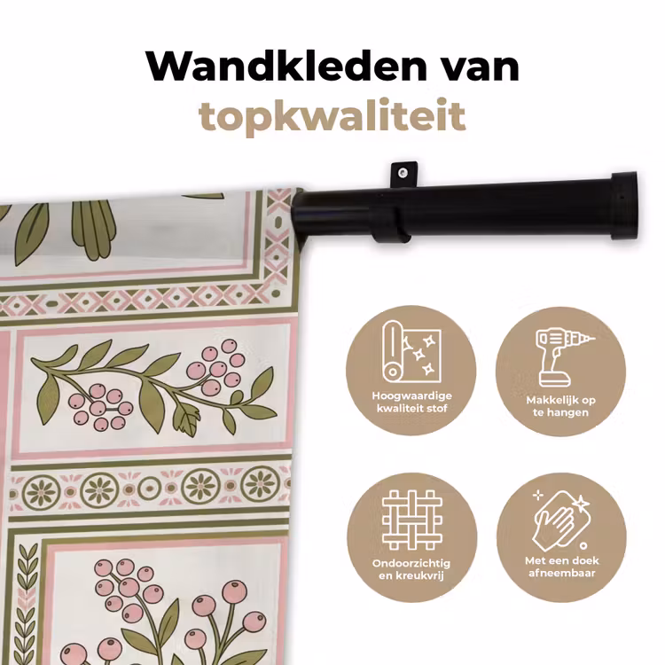 Vogel - Tropisch - Patroon - Decoratief - Groen Wandkleed katoen klein -sfeer2