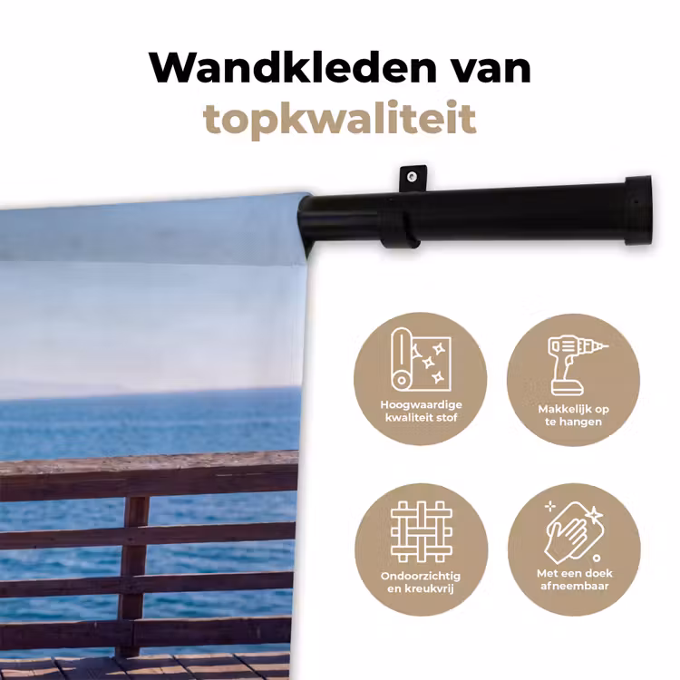 Vogel - Verrekijker - Kust - Zee - Blauw Wandkleed katoen klein -sfeer2