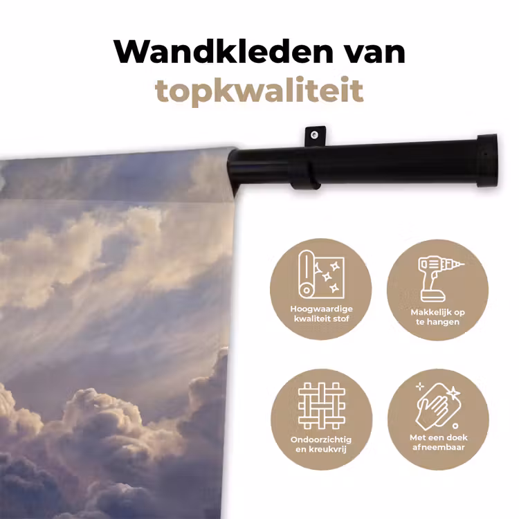 Vogel - Vliegend - Natuur - Wit - Wolken Wandkleed katoen klein -sfeer2
