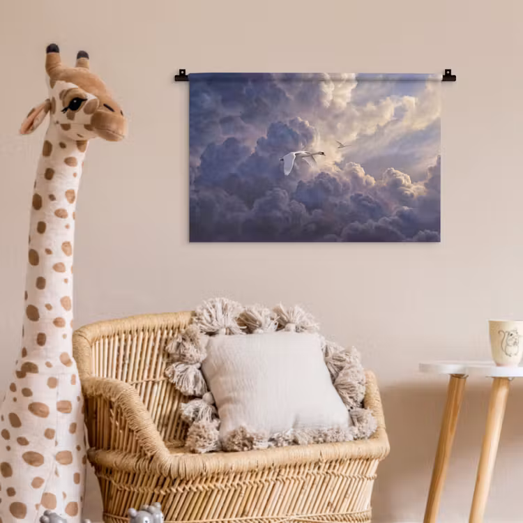 Vogel - Vliegend - Natuur - Wit - Wolken Wandkleed katoen klein -wsfeer5_kind
