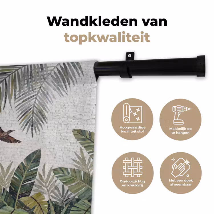 Vogel - Vliegend - Tropisch - Mozaïek - Groen Wandkleed katoen klein -sfeer2