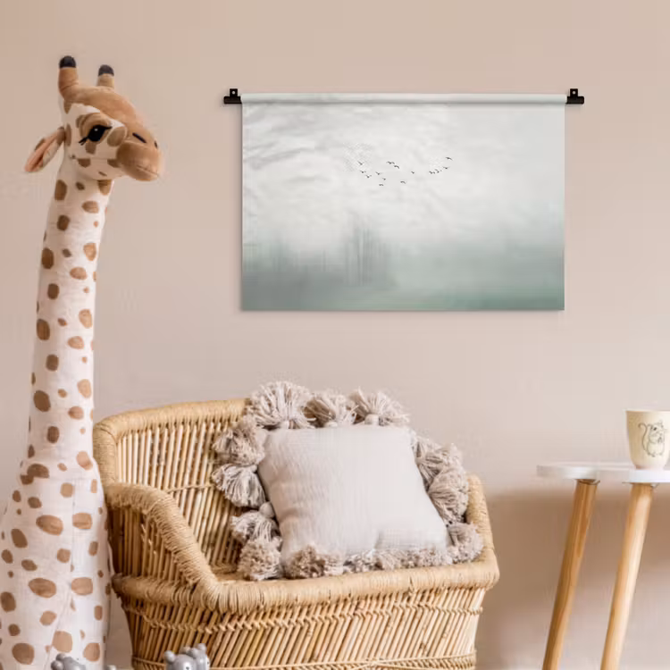 Vogel - Vlucht - Natuur - Minimalistisch Wandkleed katoen klein -wsfeer5_kind