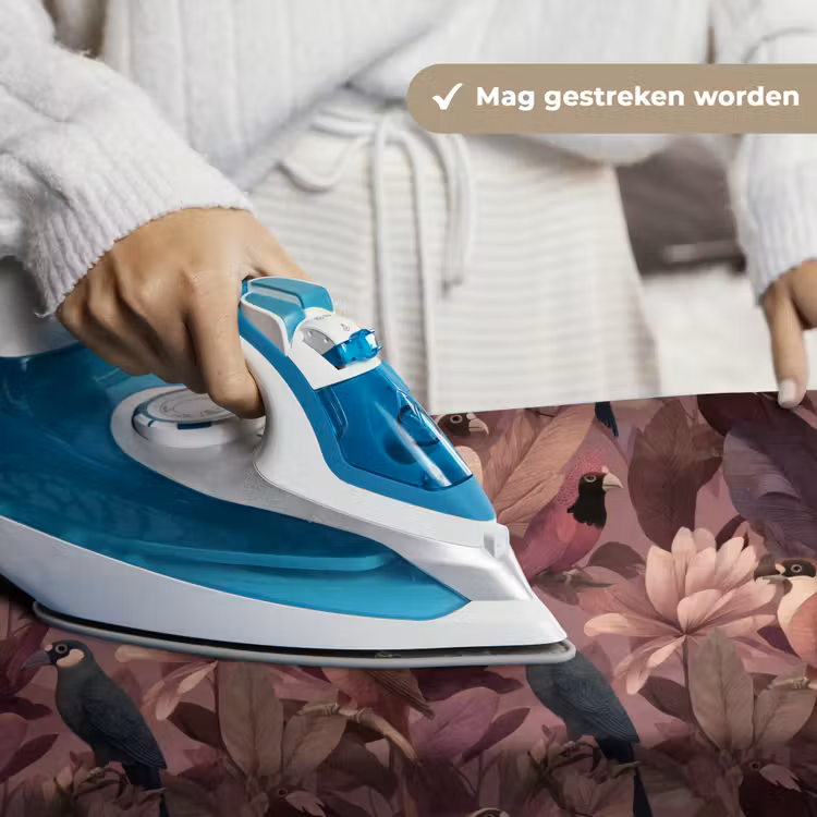 Vogels - Bladeren - Roze Wandkleed katoen klein 269 -sfeer9