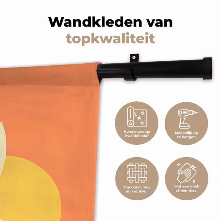 Vogels - Cirkels - Geel Wandkleed katoen klein -sfeer2