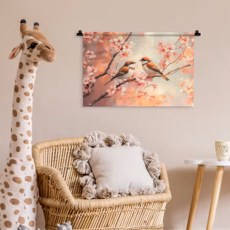 Vogels - Romantic - Bloesemtak Wandkleed katoen klein -wsfeer5_kind