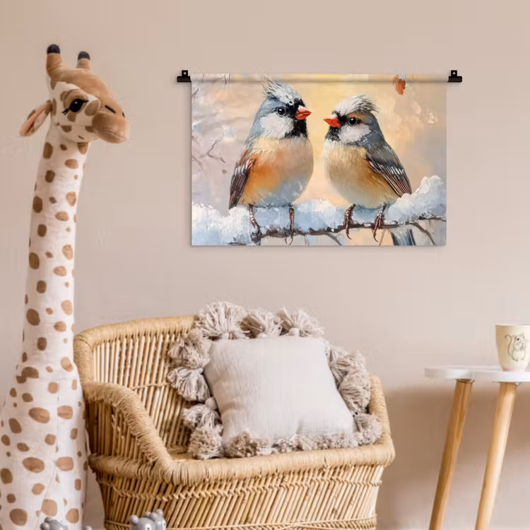 Vogels - Tak - Winter - Sneeuw Wandkleed katoen klein -wsfeer5_kind