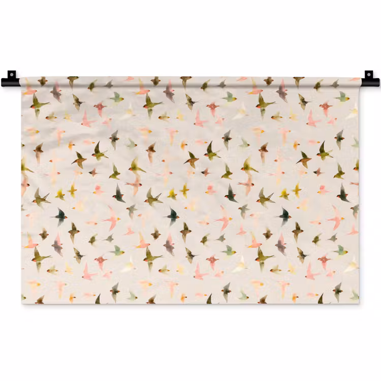 Vogels - Vliegen - Kleurrijk Wandkleed katoen klein 269 -zz3d