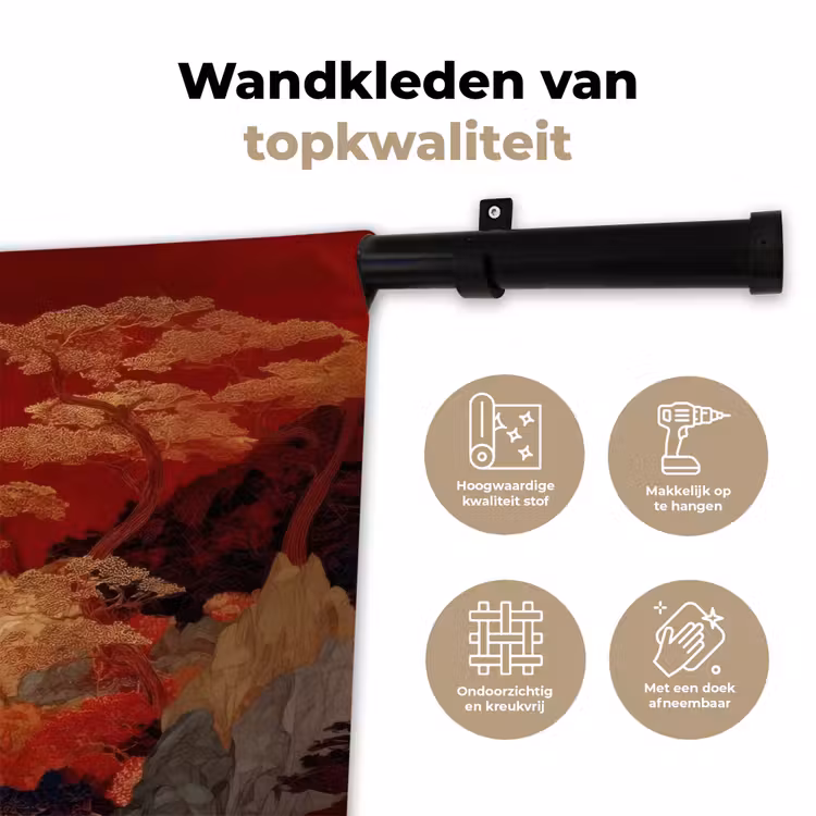 Volle maan - Landschap - Waterval Wandkleed katoen klein -sfeer2