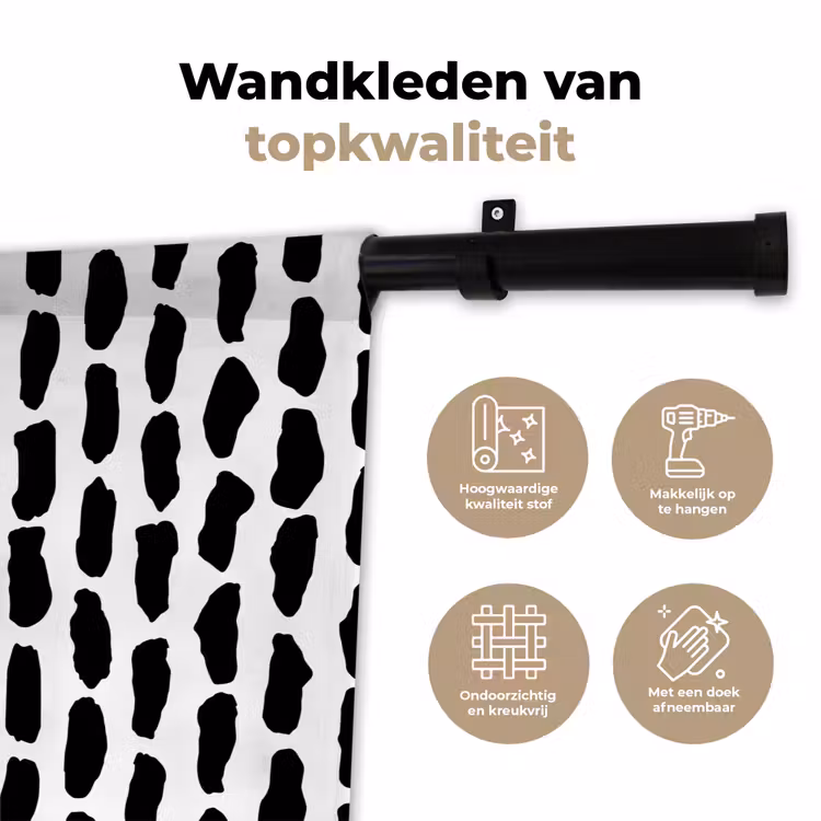 Vorm - Zwart - Wit - Vlekken Wandkleed katoen klein 269 -sfeer2