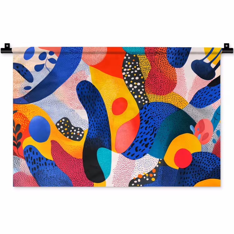 Vormen - Abstract - Stippels - Blauw Wandkleed katoen klein -zz3d