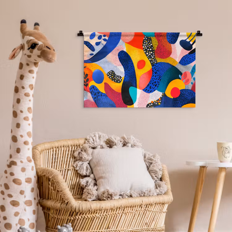Vormen - Abstract - Stippels - Blauw Wandkleed katoen klein -wsfeer5_kind