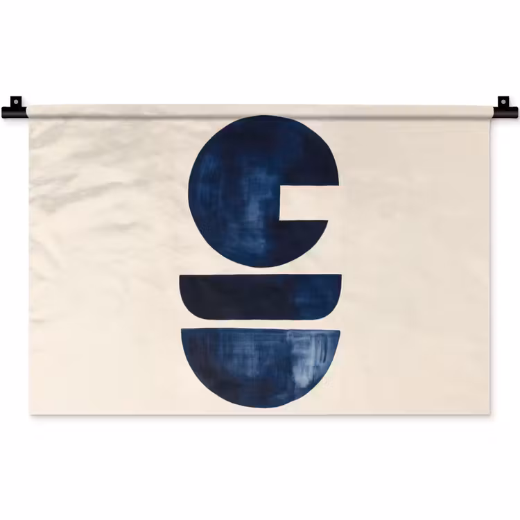 Vormen - Blauw - Abstract Wandkleed katoen klein -zz3d