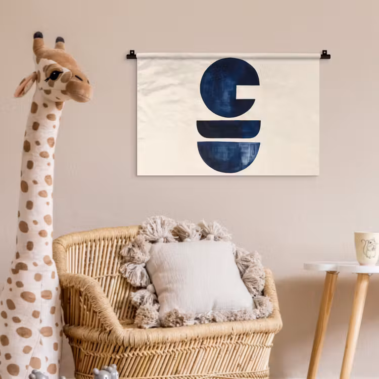 Vormen - Blauw - Abstract Wandkleed katoen klein -wsfeer5_kind