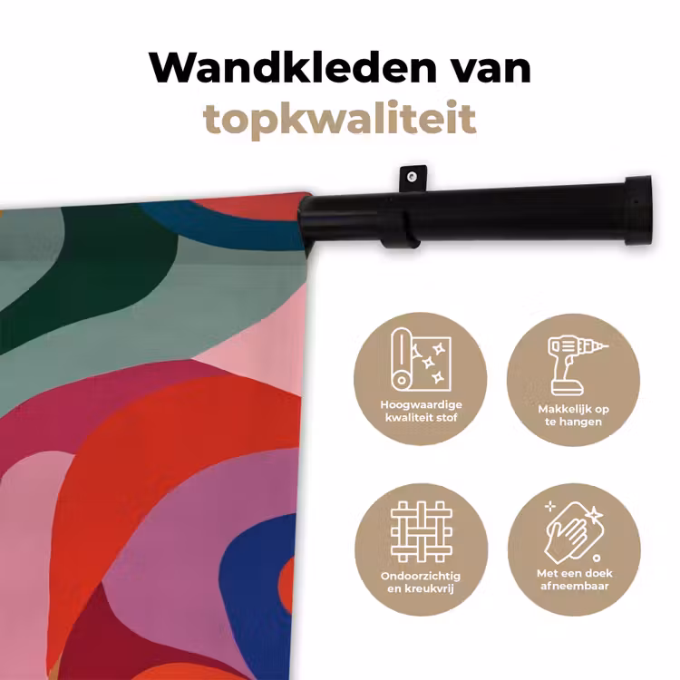 Vormen - Bochten - Kleurrijk - Abstract Wandkleed katoen klein -sfeer2