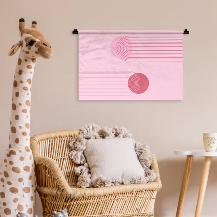 Vormen - Lijnen - Minimalistisch - Roze Wandkleed katoen klein -wsfeer5_kind