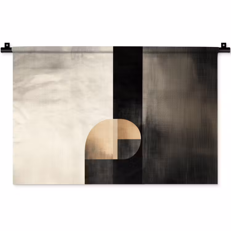 Vormen - Modern - Zwart Wandkleed katoen klein -zz3d