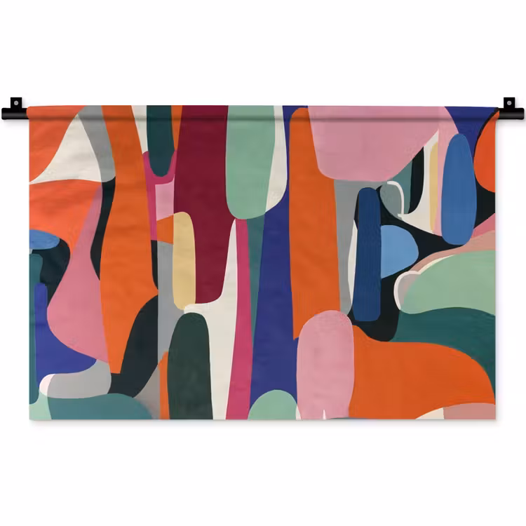 Vormen - Ritmisch - Kleuren - Abstract Wandkleed katoen klein -zz3d