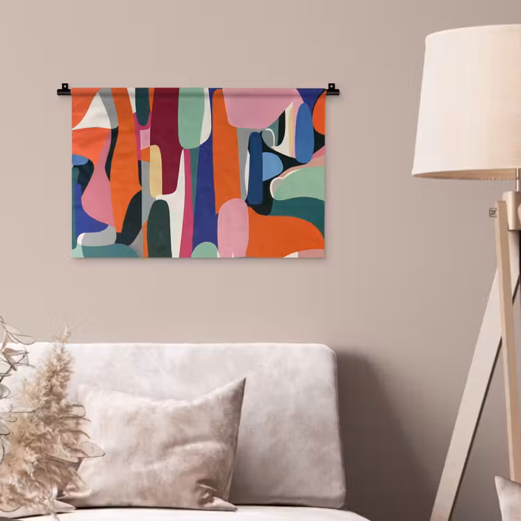 Vormen - Ritmisch - Kleuren - Abstract Wandkleed katoen klein -sfeer4