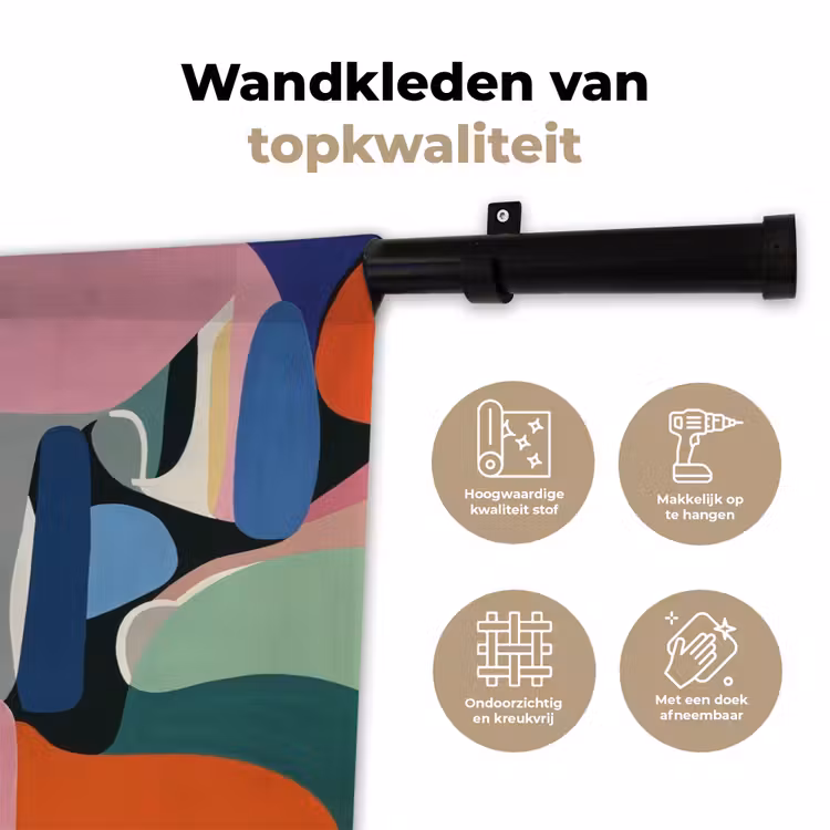 Vormen - Ritmisch - Kleuren - Abstract Wandkleed katoen klein -sfeer2