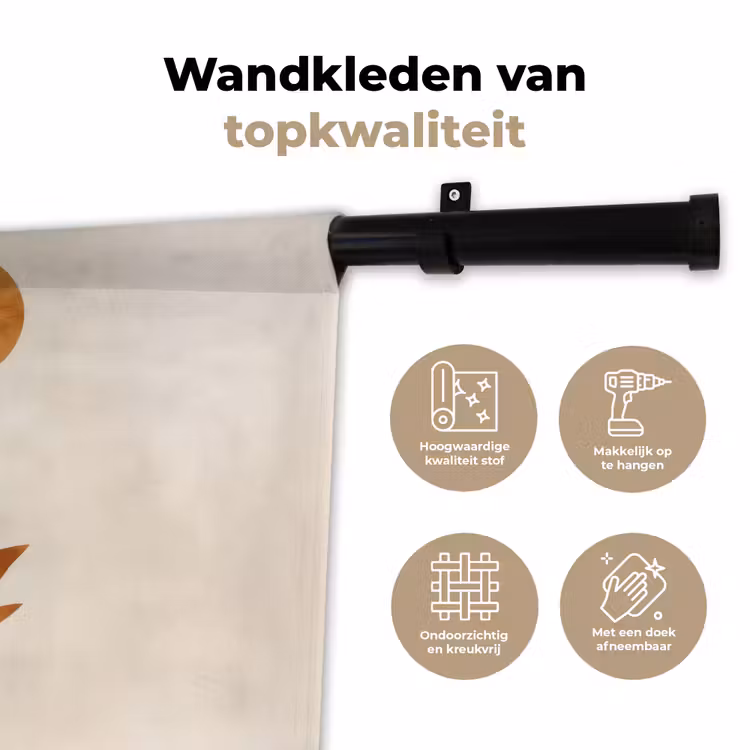 Vormen - Rond - Bladeren - Beige Wandkleed katoen klein -sfeer2