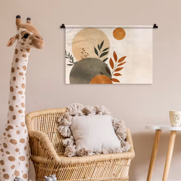 Vormen - Rond - Bladeren - Beige Wandkleed katoen klein -wsfeer5_kind