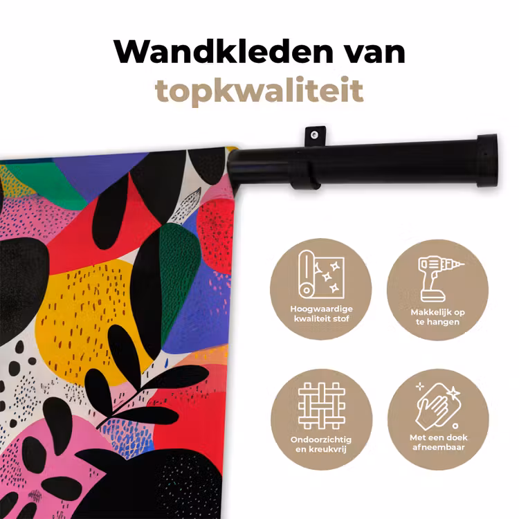 Vormen - Stippen - Kleurrijk Wandkleed katoen klein -sfeer2