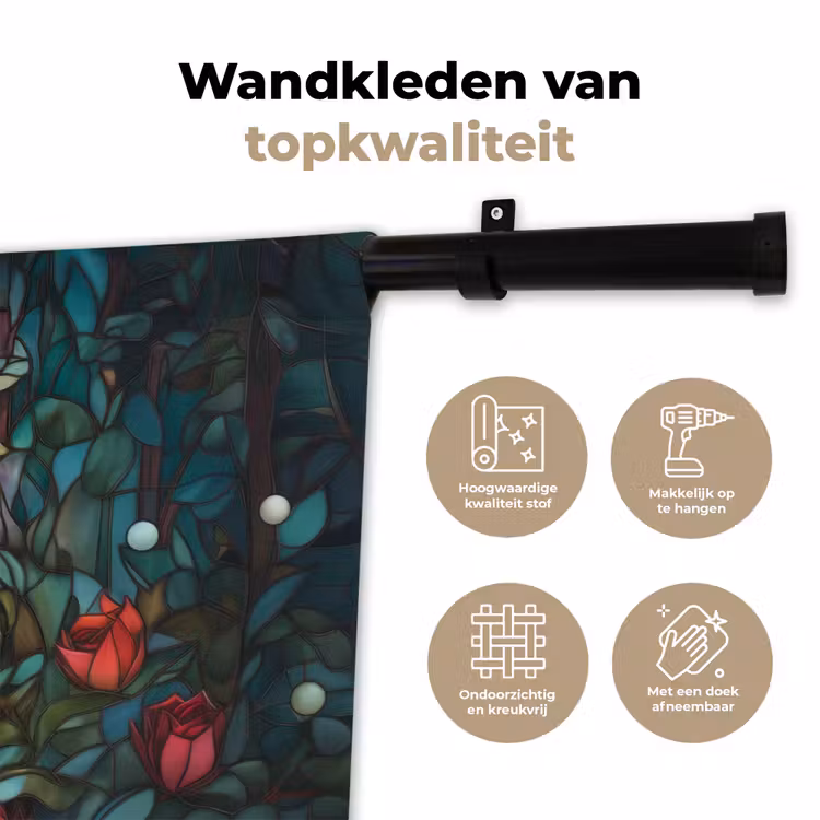 Vos - Mozaïek - Bos - Maan Wandkleed katoen klein -sfeer2