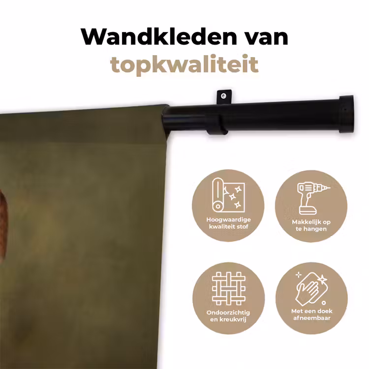 Vos - Surrealistisch - Groen Wandkleed katoen klein -sfeer2