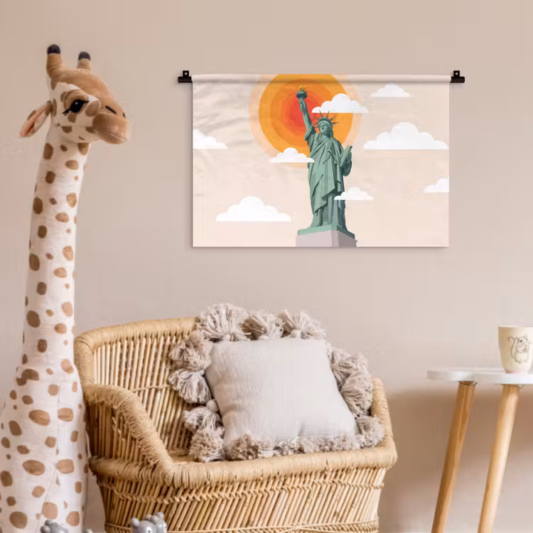 Vrijheidsbeeld - New York - Zon - Modern Wandkleed katoen klein -wsfeer5_kind