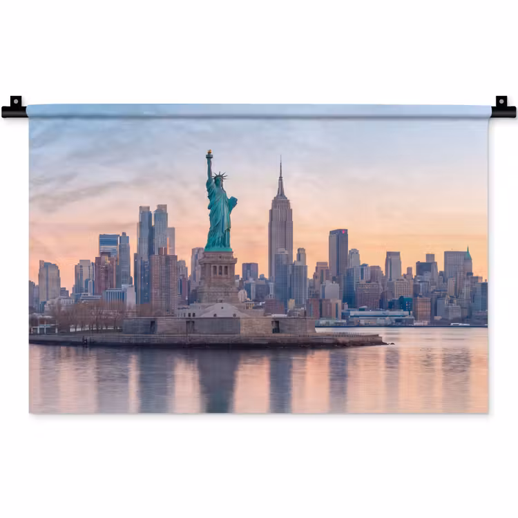 Vrijheidsbeeld - New York - Zonsopgang - Stad - Architectuur Wandkleed katoen klein -zz3d