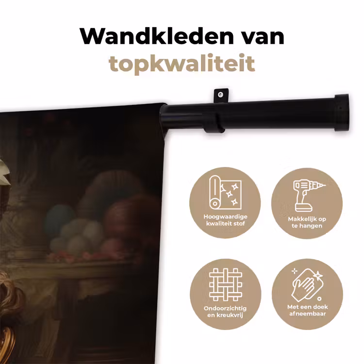 Vrouw - Barokjurk - Kauwgom Wandkleed katoen klein -sfeer2