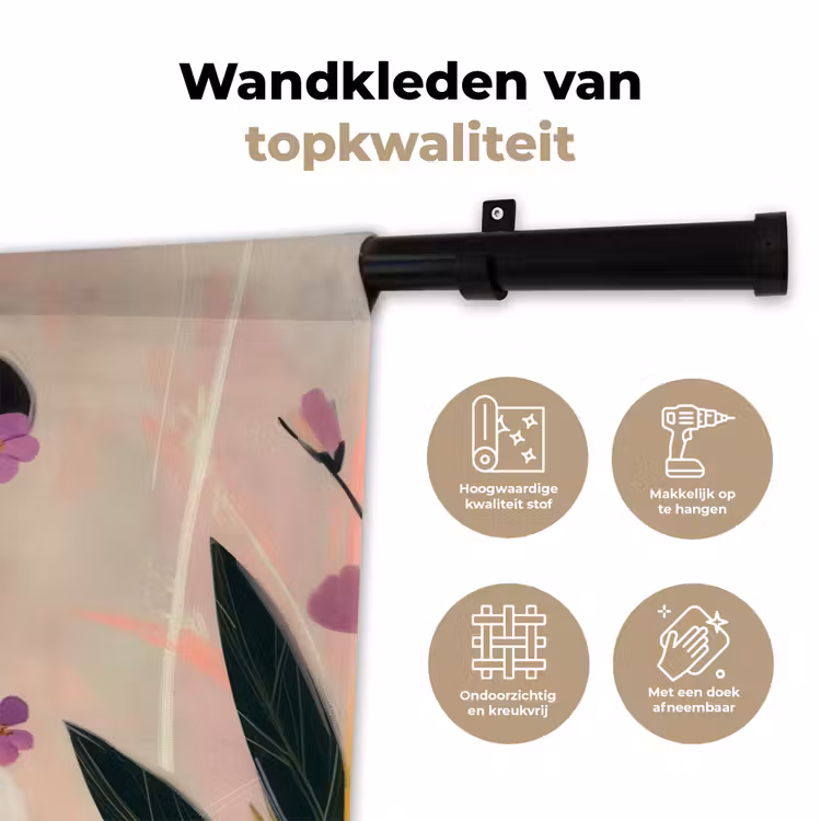 Vrouw - Bloemen - Pastel Wandkleed katoen klein -sfeer2