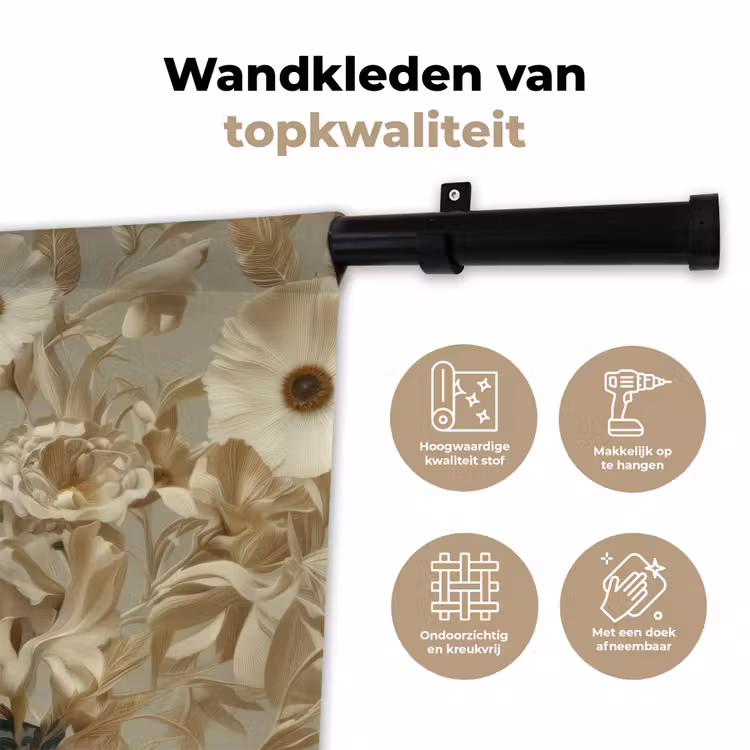 Vrouw - Bloemen - Zonnebril - Wit Wandkleed katoen klein -sfeer2