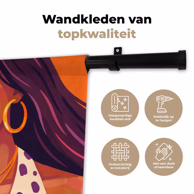 Vrouw - Champagne - Feest - Modern - Oranje Wandkleed katoen klein -sfeer2