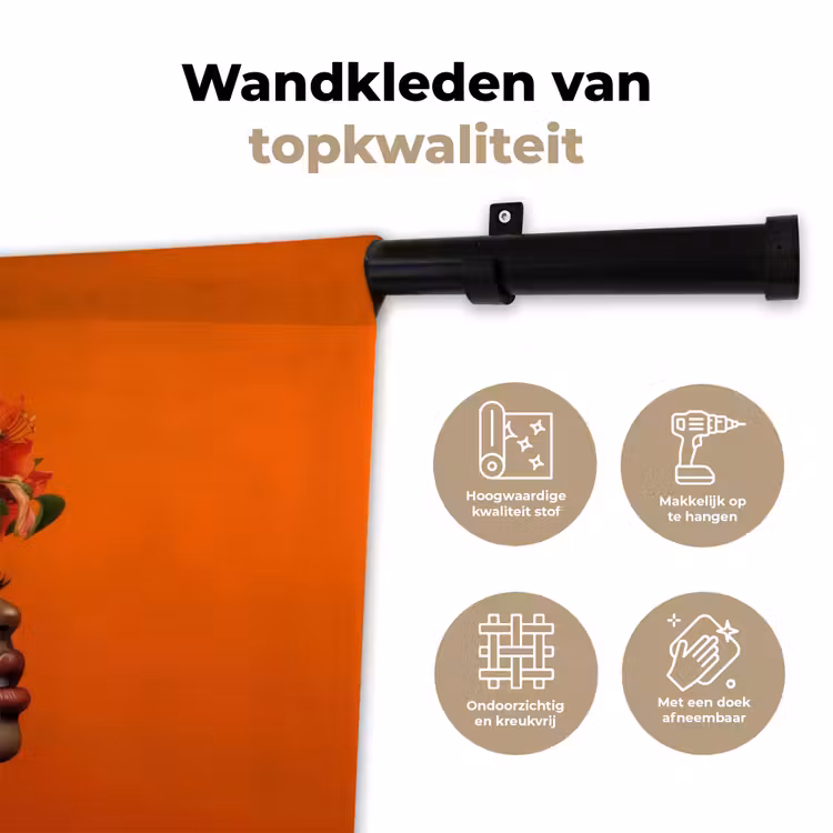 Vrouw - Chilipepers - Pepers - Bloemen Wandkleed katoen klein -sfeer2