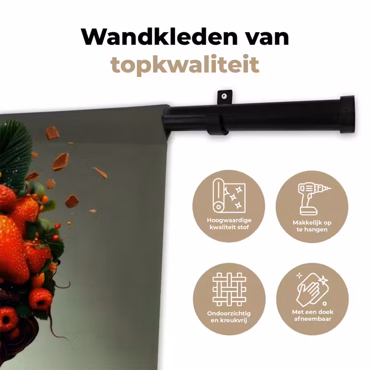 Vrouw - Chocolade - Frambozen - Aardbeien - Koekjes Wandkleed katoen klein -sfeer2
