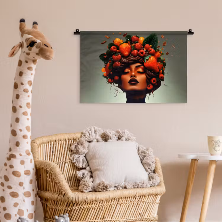 Vrouw - Chocolade - Frambozen - Aardbeien - Koekjes Wandkleed katoen klein -wsfeer5_kind