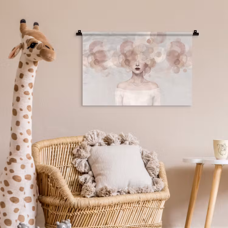 Vrouw - Cirkels - Beige Wandkleed katoen klein -wsfeer5_kind