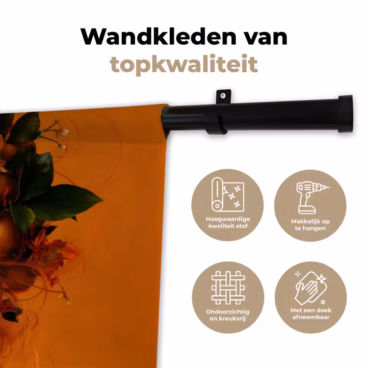 Vrouw - Citroenen - Bloesem - Geel Wandkleed katoen klein -sfeer2