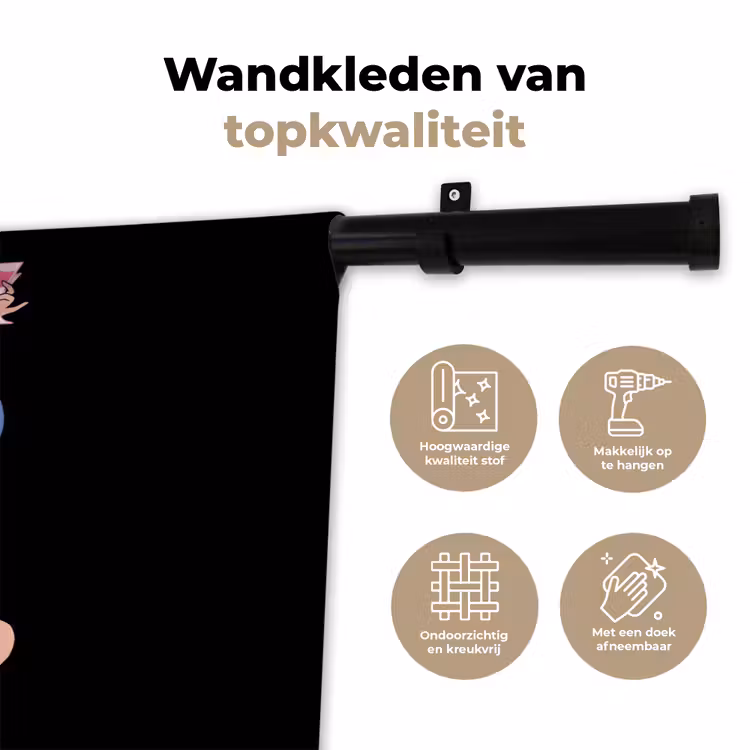 Vrouw - Danseres - Slangen - Art Deco - Roze Wandkleed katoen klein -sfeer2