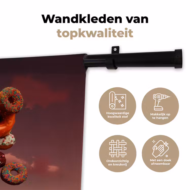 Vrouw - Donuts - Kleurrijk Wandkleed katoen klein -sfeer2