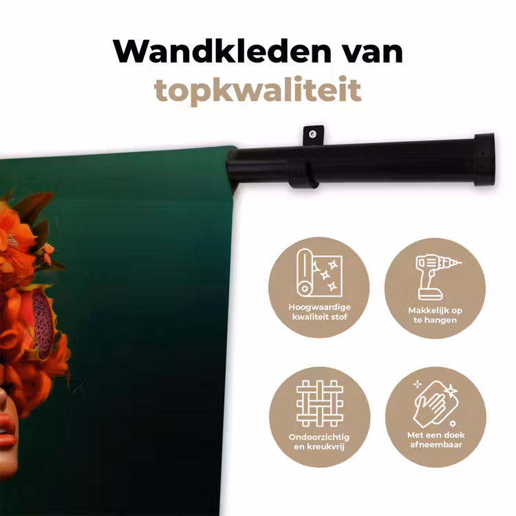 Vrouw - Drankenfruit - Rozen Wandkleed katoen klein -sfeer2
