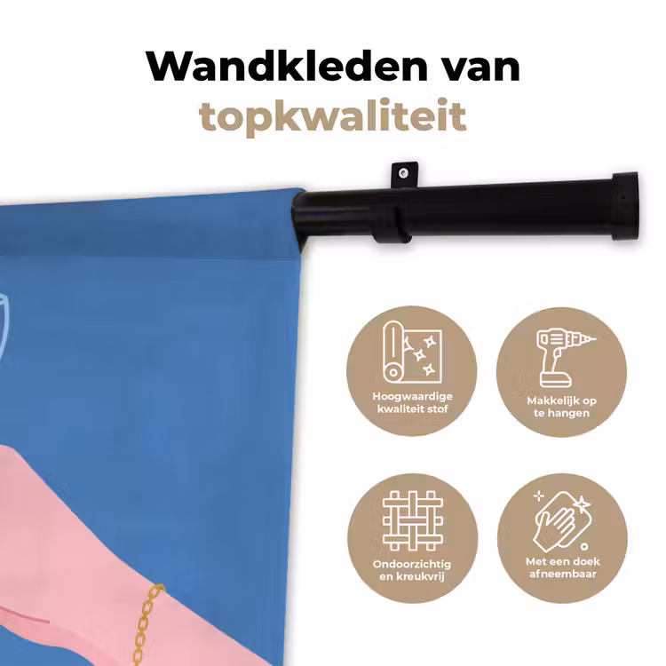 Vrouw - Glas - Abstract - Roze - Blauw Wandkleed katoen klein -sfeer2