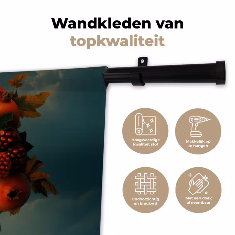 Vrouw - Granaatappel - Herfst - Zonnebril Wandkleed katoen klein -sfeer2